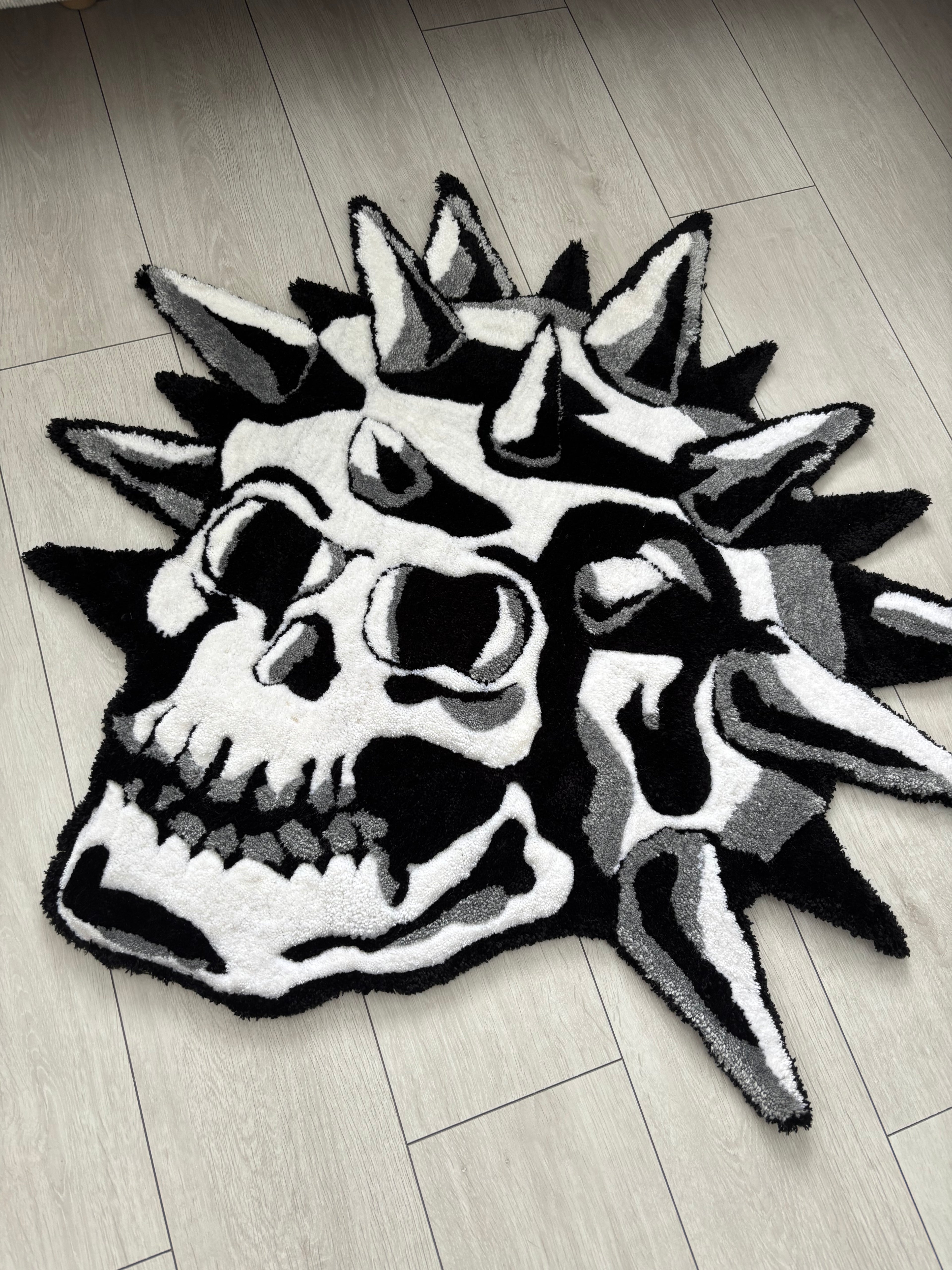 PuffRug - El Yapımı Tufting Halı "Thorned Skull"