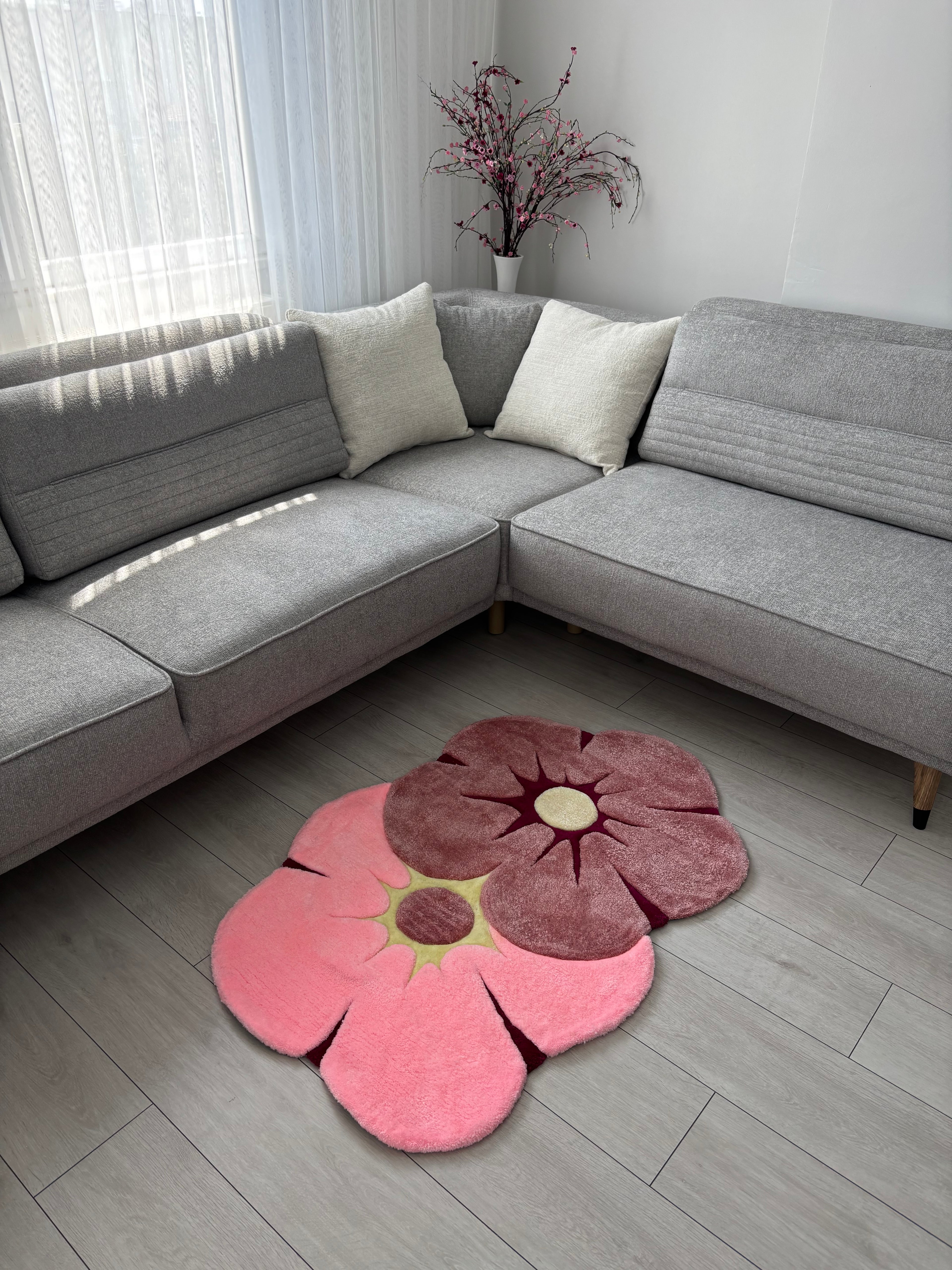 PuffRug - El Yapımı Tufting Halı "Blossom Duo"